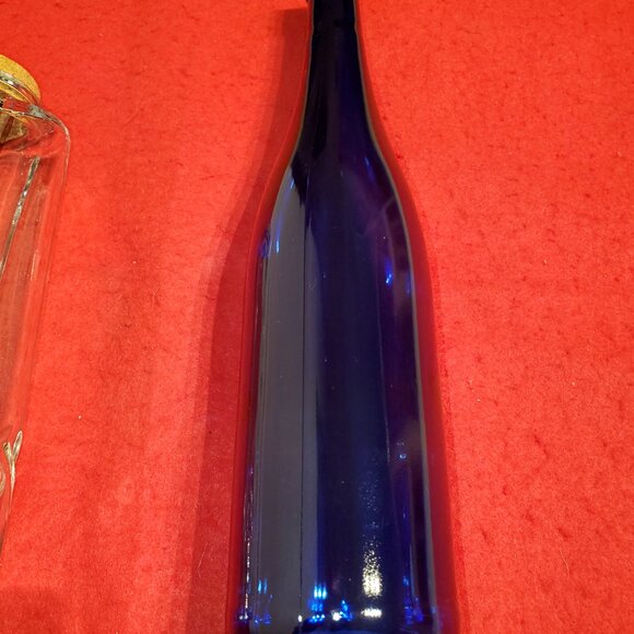 2 Glass Bottles - Clear & Cobalt - Mint Clean - Picture 4 of 8